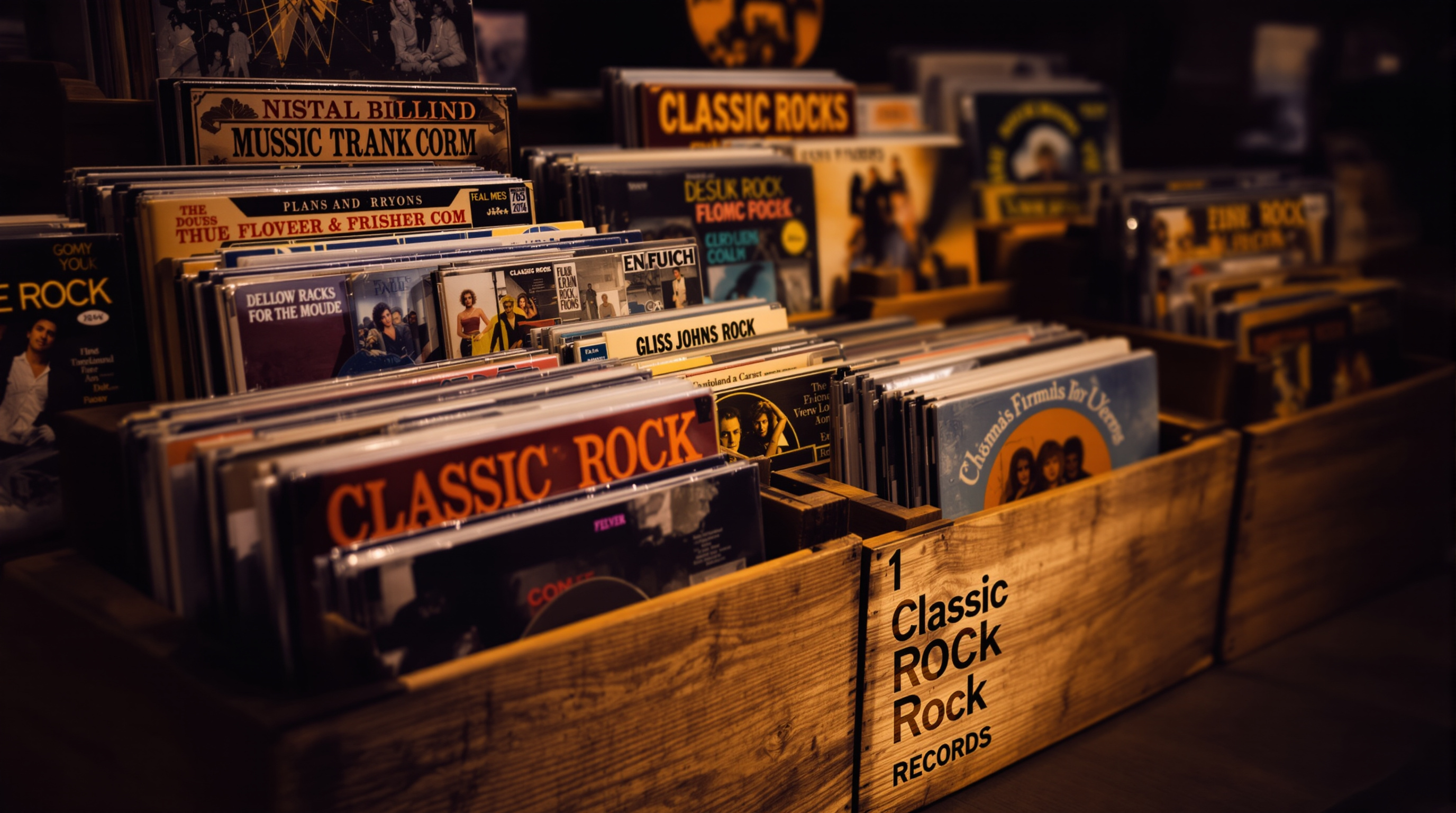 Classic rock vinyl records representing Led Zeppelin music catalog